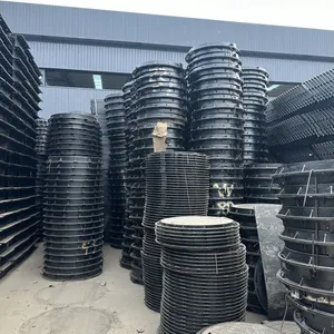 Customizable Heavy Ductile Iron Grating EN124 Manhole Cover Jingdong Model 600 for Road Sewer Black Durable Half Weight thumbnail-5