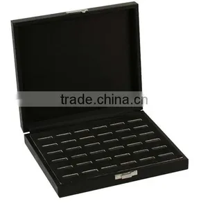 Fashion Stackable Large Tray With Lid Wooden Jewelry Ring Display Tray Leather Covered S1355 thumbnail-1