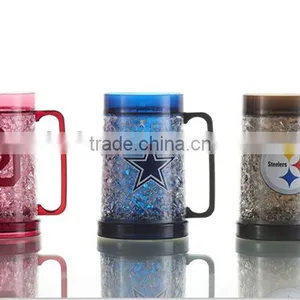 16oz BPA Free Plastic Double Wall Ice Mug Freezer Beer Mug thumbnail-1