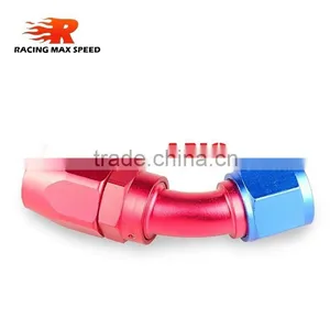 Aluminum Oil Cooler Fitting 45 Degree Resuable Fuel Line Hose End Fitting Adaptor Blue and Red 40-045-08 thumbnail-1