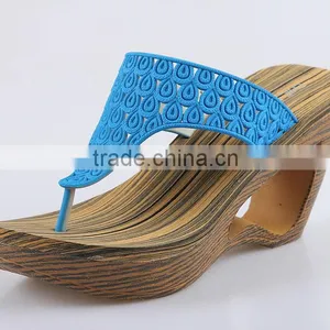 2015 Retro Style Wedges Slippers Waterproof Slippers Wooden Bottom Slippers thumbnail-6