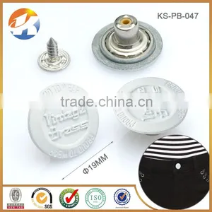 Custom White Embossed Logo Metal Alloy Jeans Button thumbnail-1