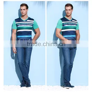Summer New Product Men's Business Casual Fashionable Stripe T-shirt With Short Sleeves thumbnail-2