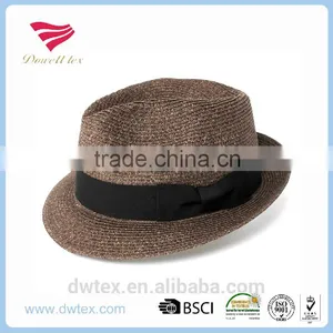 New Arrive 100%Nature Straw Material Dark Brown Trilby Vintage Fedora Hats thumbnail-1