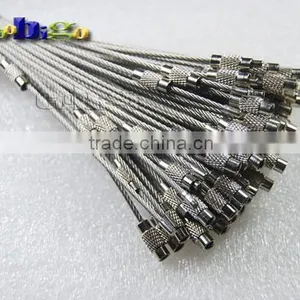 Thinkness 1mm Stainless Steel Wire Keychain Cable Twist Screw Locking Length 6"#FLQ043 thumbnail-2