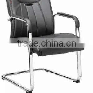 Black Office Furniture Leather Chairs Without Wheels HE-292 thumbnail-1