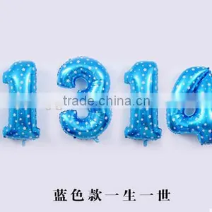40 Inch Number Balloons Blue Foil Helium Balloon for Party Decoration Globos thumbnail-1
