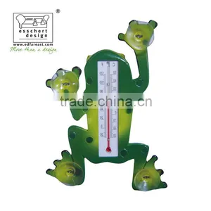 Designed Hand Painted Frog Shape Plastic Window Thermometer thumbnail-2
