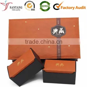 Professional Handmade Leather Cardboard Tea Box With 4 Small Tea Gift Box Set thumbnail-1