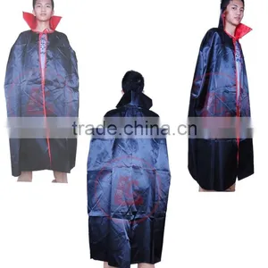 Halloween Party Sexy Long Black Cape Satin Cape Vampire Cape for Party thumbnail-2