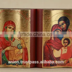 Greek & Russian Orthodox Wooden Icon. Bible Shape. Big Size thumbnail-1