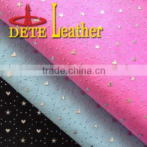 Embossed Stars Design Suede Leather Wholesale Faux Leather Fabric From Wenzhou Shoes thumbnail-1