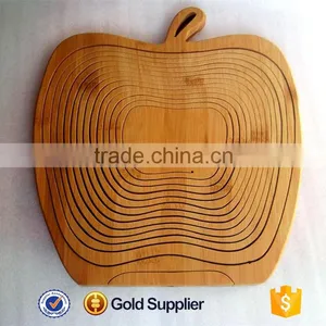 2016 High Quality Apple Shape Folding Bamboo Fruit Basket thumbnail-4
