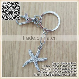 Wholesale Custom Metal Key Ring Popular Silver Crystal Star Keychain thumbnail-1