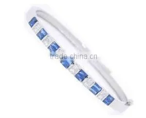 New Style 925 Sterling Silver Bangle With Blue CZ Stones thumbnail-1