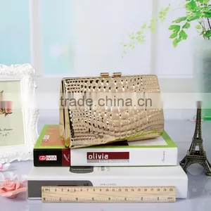 Fashion Lady Satin Boxed Party Clutch Bag Metal Evening Clutches thumbnail-1
