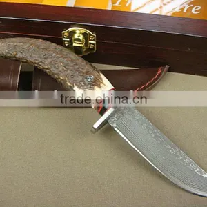 OEM Damascus Blade Material Antlers Handle Collection Boutique Knife thumbnail-2
