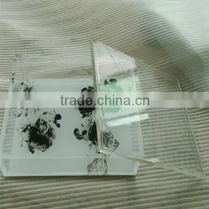 Clear UV Printed Cast Storage Acrylic Tray With Lid thumbnail-1
