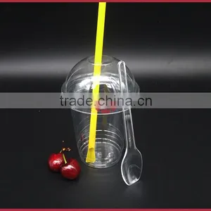 APET Material Plastic Disposable Cup With Dome Flat Lid 400ml 14oz High Transparent thumbnail-5