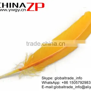 CHINAZP Crafts Factory Bulk Sale Natural Dyed Gold Solid Color Turkey Feathers for Sale thumbnail-3