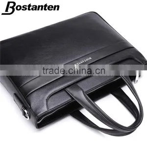 Horizontal Cowhide Leather Vintage Men Briefcase Laptop Bag Messenger Hand Bag thumbnail-3