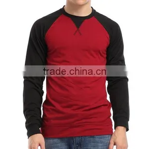 Wholesale Men's Slim Fit Casual V-neck Long Sleeve Contrast Raglan T-shirts thumbnail-1