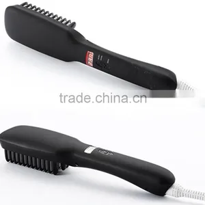 Hair Salon Equipment For Hair Care 2 In 1 PTC Heater Anion Hair Straightener Brush thumbnail-3