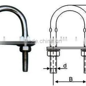 Stainless Steel U Bolt With Flat Washrs and Nuts(Wire Rope Clip) thumbnail-1