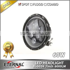 7in 60W Dual Sealed Beam Round LED Headlights for Jeep Wrangler Hummer CJ TJ JK Prewired Motorcycle With Halo Angle Eyes thumbnail-1