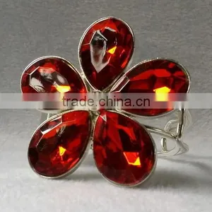 Red Acrylic Flower Curtain Buckle thumbnail-1