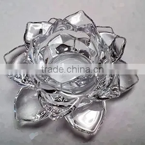 Wholesale Lotus Wedding Glass Candle Hoder, Lotus Glass Candlestick thumbnail-1