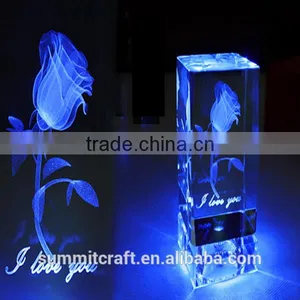 3d Laser Crystal Engraving Romantic Crystal Rose Gift Wedding thumbnail-1