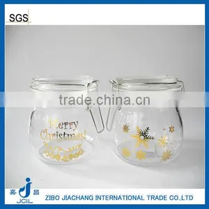 Branded Printed Clear Empty Glass Food Container With Metal Clamp Lid thumbnail-1