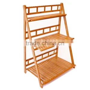 Popular Garden 3-tier Bamboo Plant Stand Flower Shelf for Outdoor Display thumbnail-2