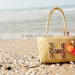 Straw Beach Bag/ Beach Tote Bag/Pompom Beach Bag, Nice Decoration thumbnail-2