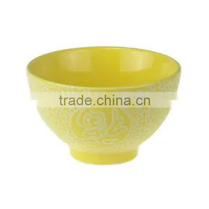 4.5" Hand-printed Stoneware Bowl Ceramic Soup Bowl thumbnail-1