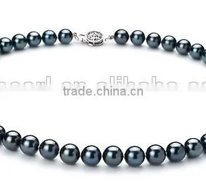 Hot Selling 7.5-8mm Black Japanese Akoya Pearl Necklace thumbnail-1