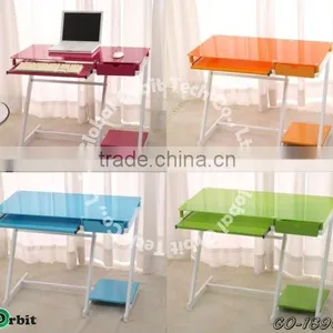 2014 New Design Cheap Home Furniture Colorful Style Glass Computer Desk thumbnail-1