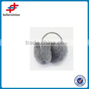Gray Faux Rabbit Fur Fashion Ear Muff Plush Earmuffs thumbnail-1
