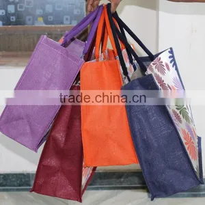Customize Biodegradeable Flora Print Jute Tote Bag With Padded Rope Handle thumbnail-5