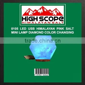 HIMALAYAN PINK SALT USB POWERED LED MINI LAMP DIAMOND SHAPE thumbnail-1