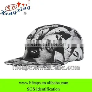 Black and White Flat Brim Custom Floral Blank Snap Back Hats 5 Panel thumbnail-1