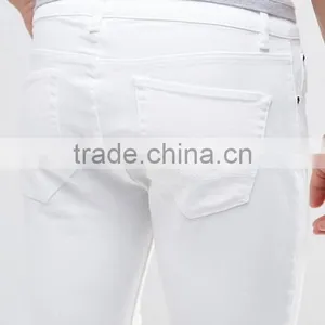 Latest Custom Functional Pocket Men's White Super Skinny Slim Fit 65% Cotton 35% Polyester Denim Concealed Fly Casual Hot Shorts thumbnail-3