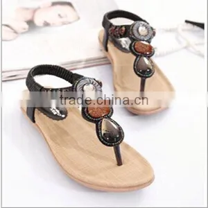 HFR-T0031 2014 Latest Design Large Size Wholesale Flat Fashion Diamond Lady Sandals thumbnail-1