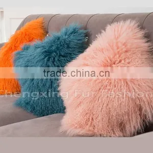 CX-D-04G New Fashion Genuine Mongolian Sheep Fur Latest Design Cushion Cover thumbnail-1
