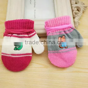 TC13029 Wholesale Cute Knitted Kids Mitten Gloves Cheap String Kids Winter Gloves thumbnail-1