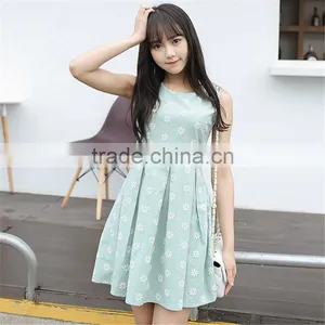 Summer New Design Young Lady Dress Fashion Printed Cotton Linen A-LINE Embroidered Dress Sleeveless Vest Dress thumbnail-4
