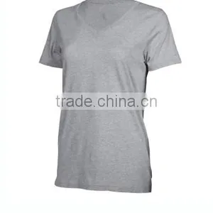 Ladies Short Sleeve Gym Wear 100% Cotton Clothes for Women v Neck Design Breathable Tshirts thumbnail-3