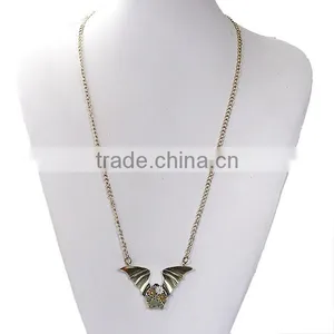 New Fashion Steampunk Necklace Halloween Bat Link Curb Chain Antique Bronze With Gear 63.0cm Long thumbnail-3