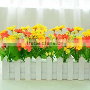Lovely Decorative Artificial Silk Restaurant Table Daisy Flower With Fence Set thumbnail-3